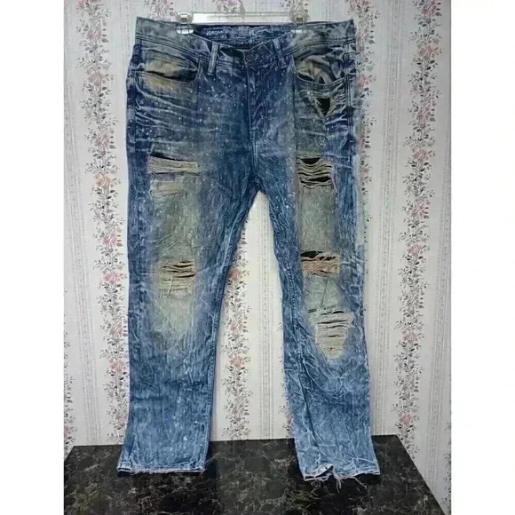 Jordan Craig Legacy Edition Distressed Jeans Men’s Sz 38x32Straight Fit - Picture 1 of 6